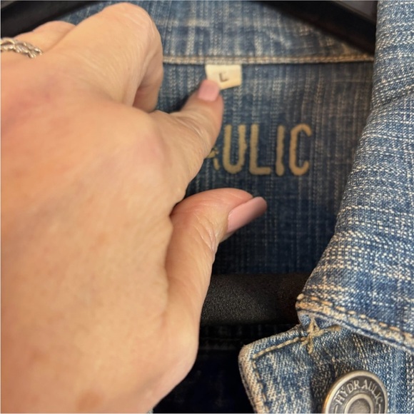 Upcycled Denim Jacket Hand Felted One Of A Kind Boho Hippie Art Whimsical Lg - Picture 10 of 12